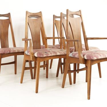 Young Manufacturing Mid Century Walnut Dining Chairs - Set of 6 - mcm 