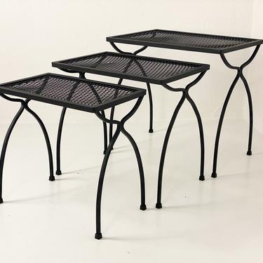 Set of 3 Wrought Iron Nesting Tables by Salterini, Circa 1960s - *Please asl for a shipping estimate before you buy. 