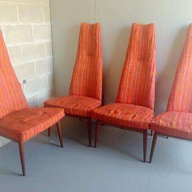 Vintage Modern Adrian Pearsall Style Highback Dining Chairs - Set of 4 