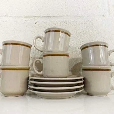 Vintage Set of Six Coffee Cups Mountain Wood | Check Engine