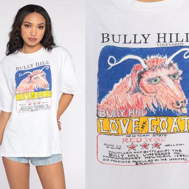 Bully Hill Vineyards Shirt Wine Shirt Hammondsport New York Tshirt 90s Vintage Goat Drinking T Shirt Tee 1990s Extra Large xl 