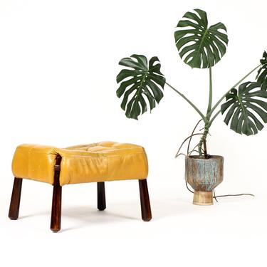 Mid Century Brazilian Modernist Ottoman / Footstool — Percival Lafer —  Model MP-81 — Leather + Rosewood 
