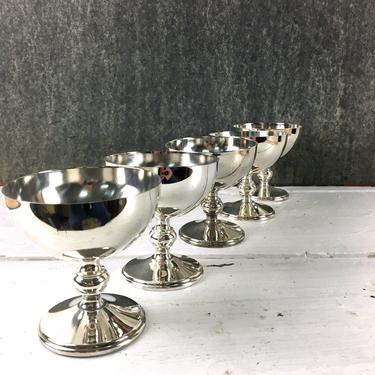 W &amp; S Blackinton silver plate champagne / sherbet coupes - group of 5 - vintage silver plate holloware 