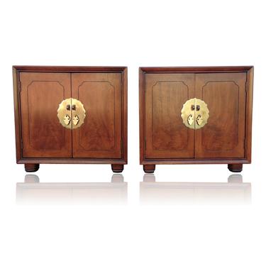 Pan Asian Collection Chinoiserie Two Door Cabinet Nightstands by Henredon 