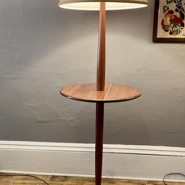 Solid Walnut Floor Lamp w/Table by Laurel Lighting