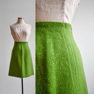 Vintage Green Wool Pencil Skirt 