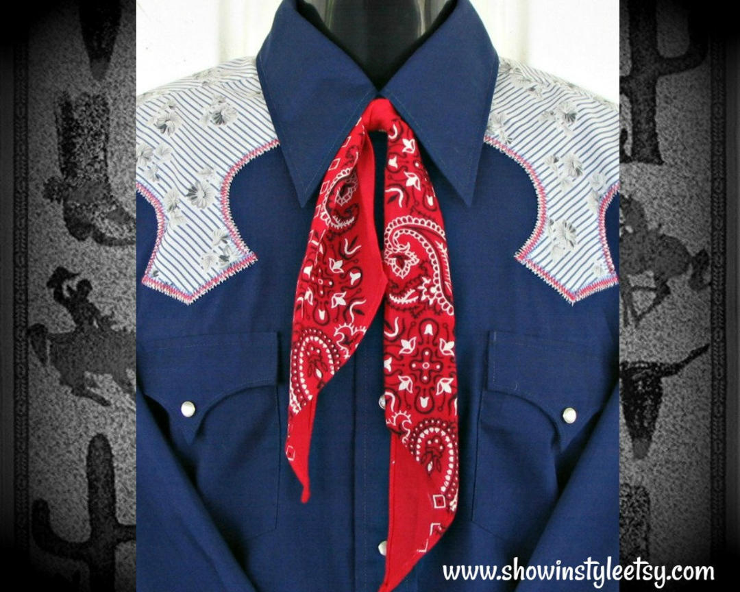 Western Show Square Dance Cowboy Scarf Tie Red Made In The USA NEW 