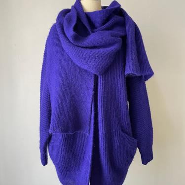 1980s Cardigan SweaterPurple Oversized Wool Mohair 