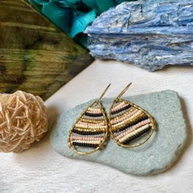 Framed Seed Bead Earrings in Modern Neutrals
