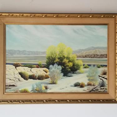 1960's Esther E. Canner &quot; California Desert Scene &quot; Oil Landscape Painting 