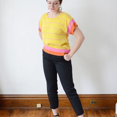 1980s Mondi Yellow Short Sleeve Sweater - M/L 