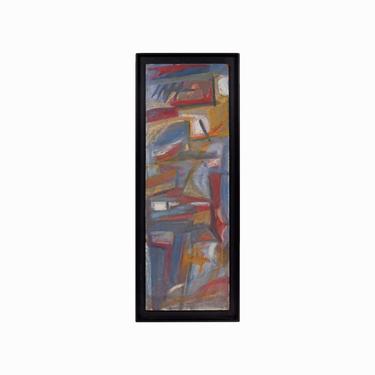 Abstract Expressionist Acrylic Painting on Board Mid Century Modern 