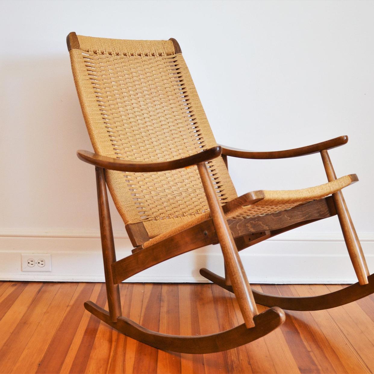 Mid-Century Paper Cord Rocking Chair in style of | Sourced Modern ...