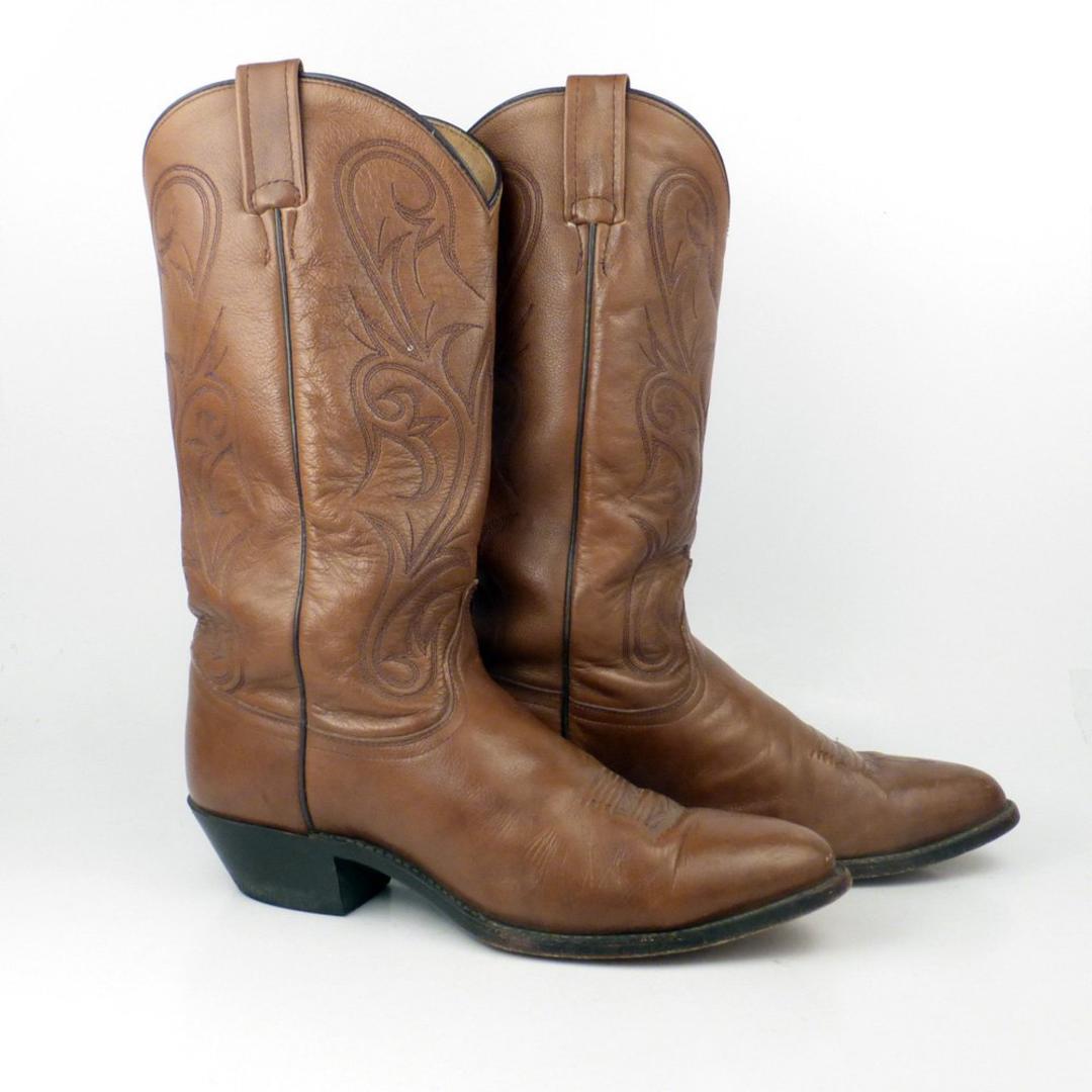 Vintage Cowboy Boots 1980s Dan Post Brown Leather Boots Men's | Pure ...