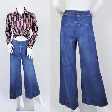 Orange Tab 1970's Levi's Ladies Denim High Waist Wide Leg Pants I Whiskers I Sz Med I W: 30