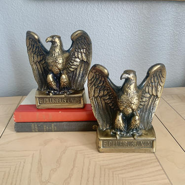 American Eagle Brass Bookends, Mid Century Vintage, Office, Library, Book Lover 