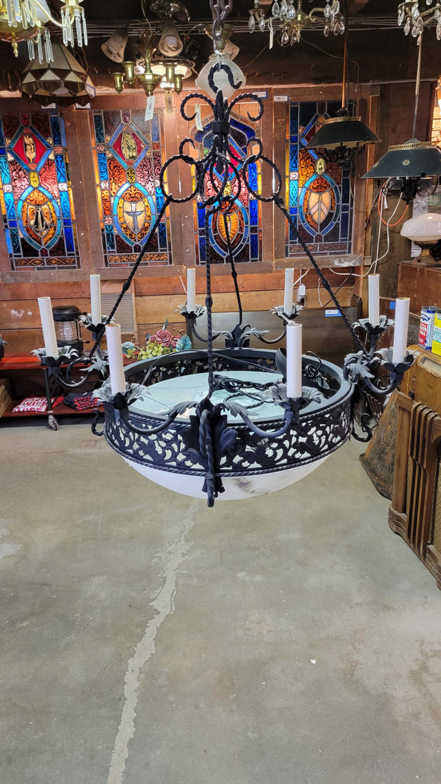 Stamped Metal 8 Light Chandelier Earthwise Architectual Salvage