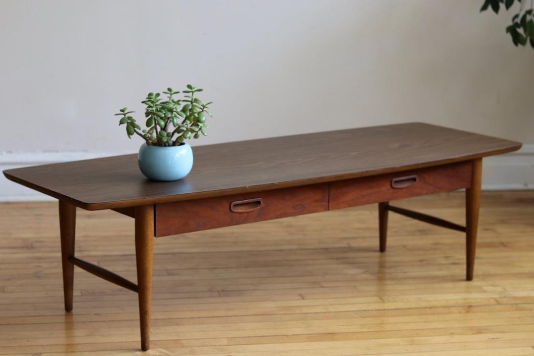 Mid Century Modern Lane Surfboard Coffee Table Spaced Out Studio Albany Park Chicago IL