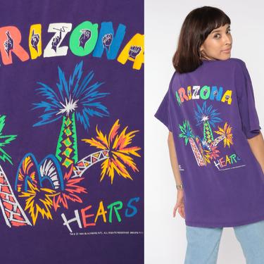 Arizona Shirt 90s American Sign Language Purple T Shirt Pocket Tee 1994 HEARS Arizona Shirt ASL Shirt 1990s Graphic Tee Retro Extra Large XL 