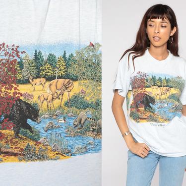 90s Animal Shirt Mono Valley California Tshirt Bear Shirt Graphic Tshirt Deer Racoon Shirt Screenprint Retro Shirt Medium 