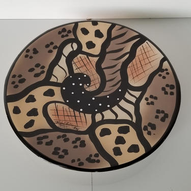 1990's Modernist Michael Anthony Art Ceramic Plate With Feet . 