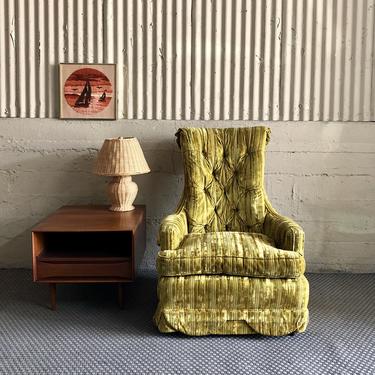 Groovy MCM Yellow Velvet Lounge Chair