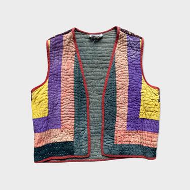 1970s Indian Cotton Kantha Quilted Vest 
