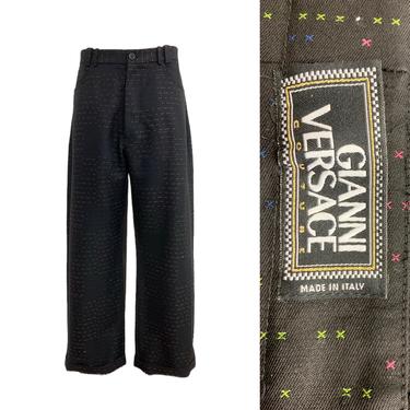 Vtg Vintage 1990s 90s Gianni Versace Couture Men's Black Cargo Pants 
