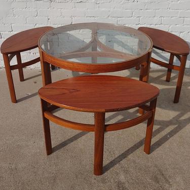 Mid Century Modern Table and Nesting Benches 