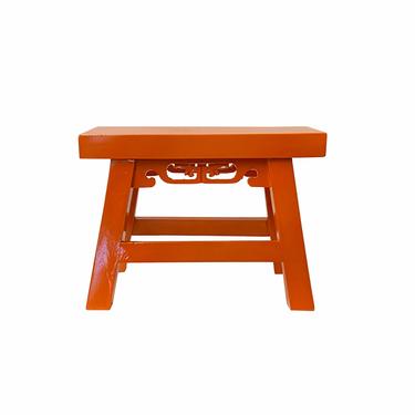 Orange Lacquer Ru Yi Carving Rectangular Short Stool Table ws1547E 