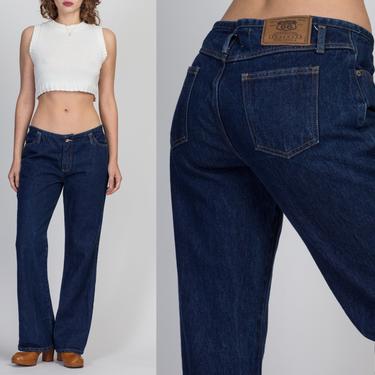 90s Y2K Dark Wash Denim Bootcut Jeans - Medium | Vintage Mid Rise Boho Hippie Pants 