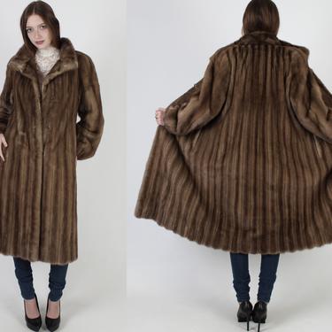 Vintage 60s Autumn Haze Mink Fur Coat / Womens Soft Natural Brown Short Collar Jacket / Real Genuine Brown Mid Length Swing Jacket 