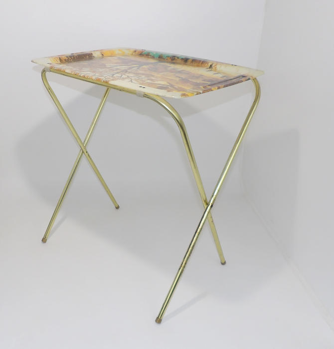 Mid Century Modern Tv Trays Dining Table With Rolling Folding