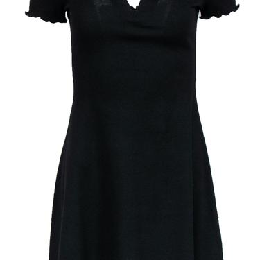 Majorelle - Black Ribbed Knit Mini Dress w/ Lettuce Edges Sz S