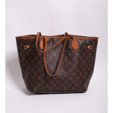 Vintage Louis Vuitton Neverfull Canvas and Leather Monogram Large Tote Bag MM LV Logo Carryall 