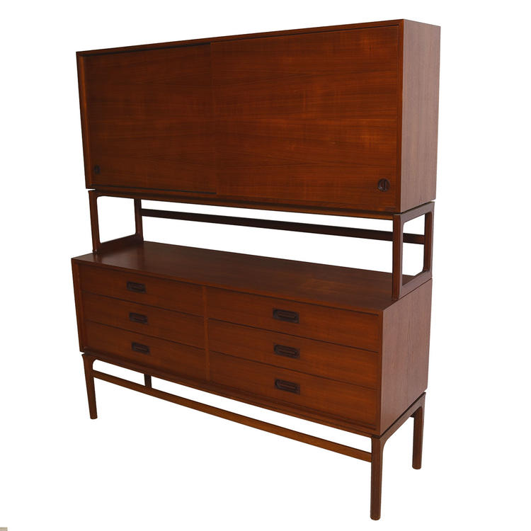 Danish Modern Teak Double-Decker Sideboard / Storage Cabinet | Modern ...