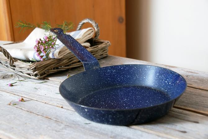 Vintage Blue and White Speckled Enamel Cookware 