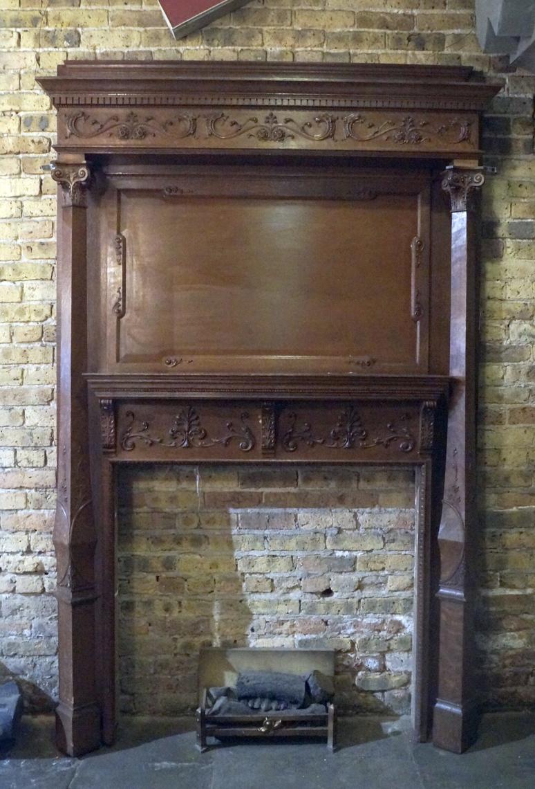 Dark Brown Mantel w Ornate Turned Columns Salvage One Chicago, IL