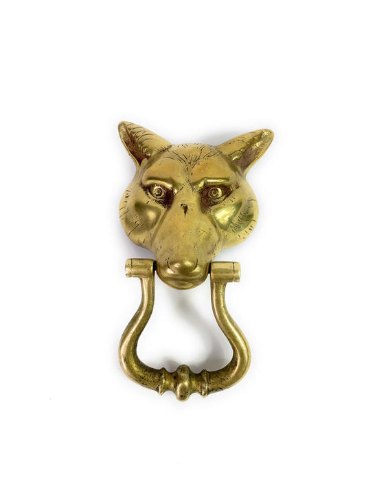 Vintage Solid Brass Wolf Dog Door Knocker By Northforkvintageshop