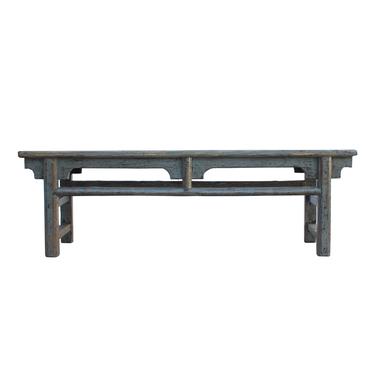 Distressed Gray Lacquer Long Low Bench Table Stand cs6050E 