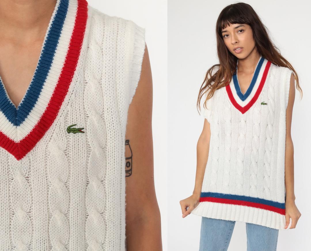 Havbrasme Elendig kapitel 70s Lacoste Sweater Vest Top Tennis Vest Tank Top White | Shop Exile |  Tucson, AZ