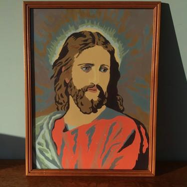 Vintage Jesus Portrait Paint by Number -- Classic 1970s PBN. 