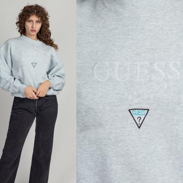 90s Guess Jeans Sweatshirt - Large | Vintage Grey Streetwear Graphic Pullover 