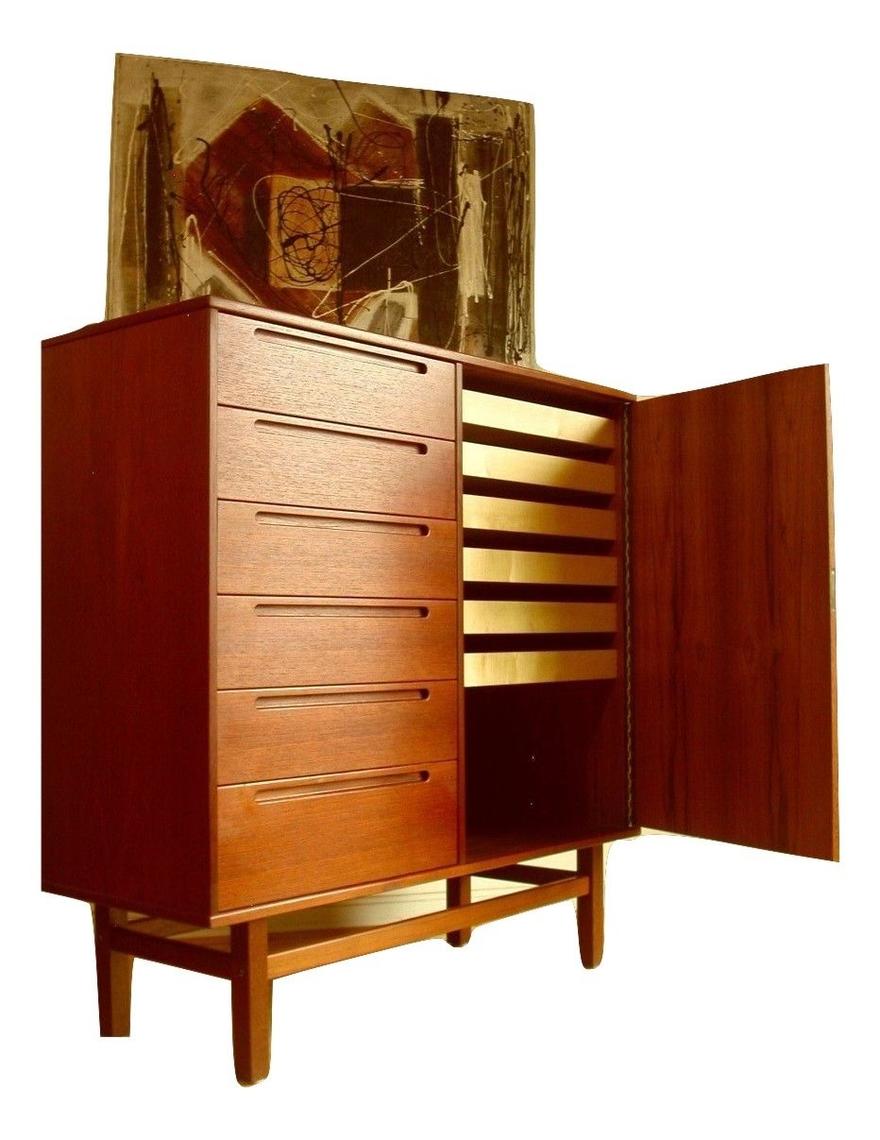 Danish Modern Teak Dresser Gentlemans Chest By Nils Jonsson for ...