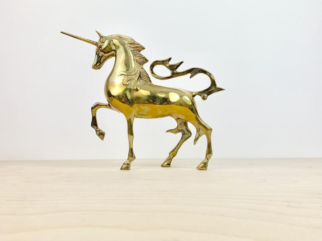 Vintage Large Brass Unicorn Statue Figurine North Fork Vintage