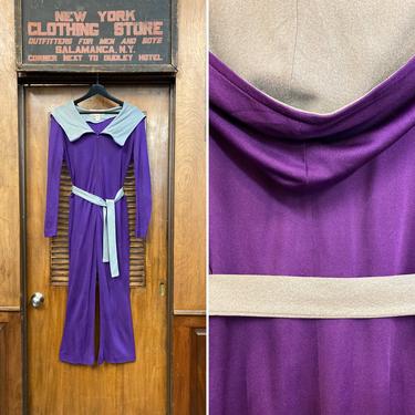 Vintage 1970’s Purple Grey Hooded Jumpsuit, Vintage Jumpsuit, 1970’s Vintage Clothing, Young Edwardian Label, Purple Jumpsuit 