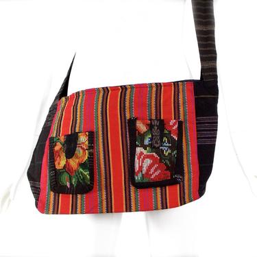 Deadstock VINTAGE: 1980's - Native Guatemala Huipil Woven Crossbody Bag - Native Textile - Boho, Hipster, Festival - SKU 00011913 