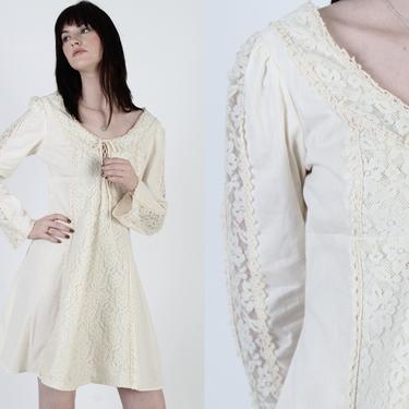 Vintage 70s Cream Crochet Dress Ivory V Neck | American Archive - San  Diego, CA | ATTIC