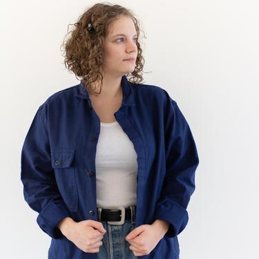 Vintage Navy Blue Work Jacket | Single Pocket Made in Italy Coat | Moleskin | M L | IT178 