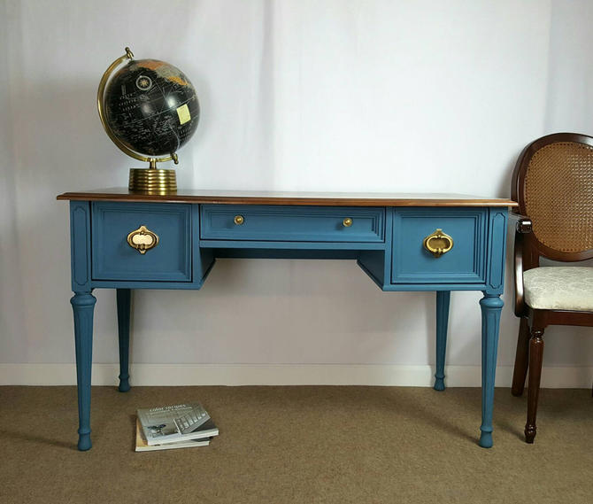 French Provincial Desk Aubusson Blue Desk By Uniquebyruth From